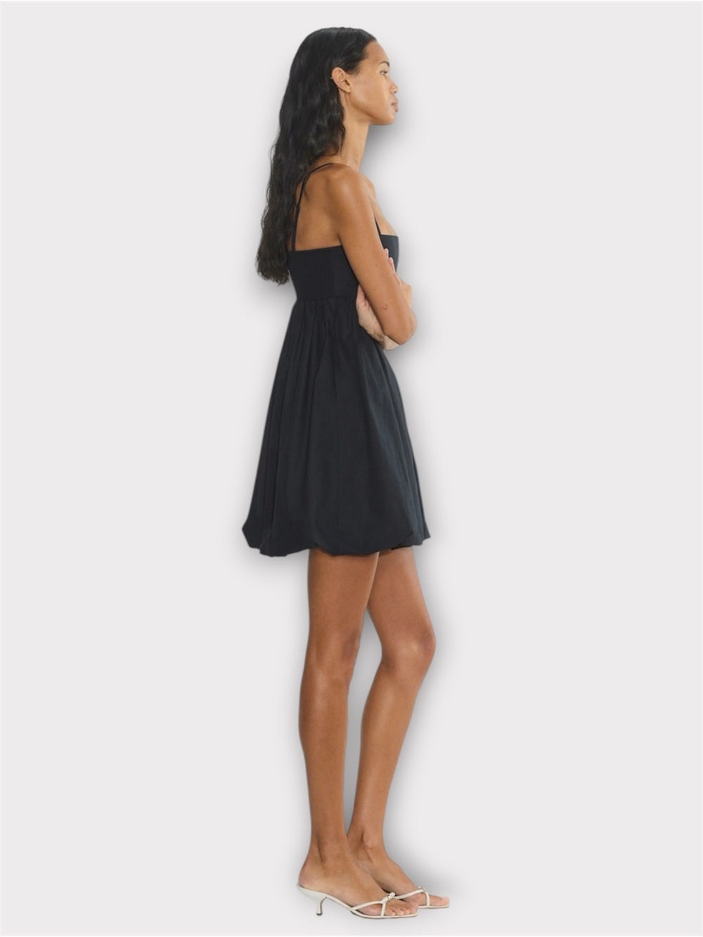 ARITZIA Sunday Best Elio Poplin Bubble Mini Dress Black Babydoll - Picture 7 of 16